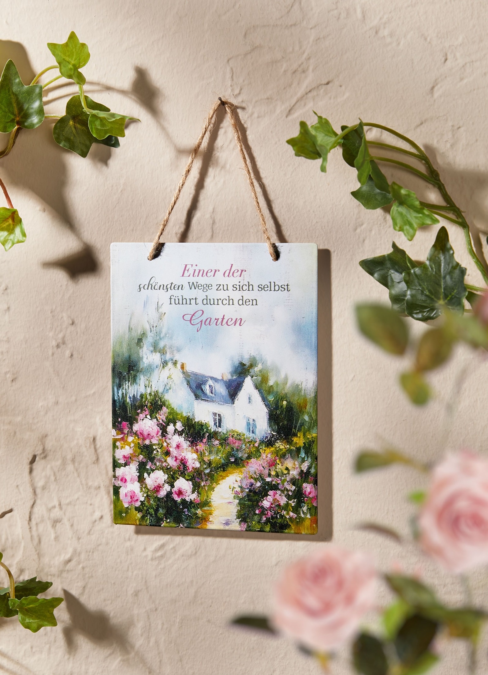 Romantisches Gartenschild aus Metall