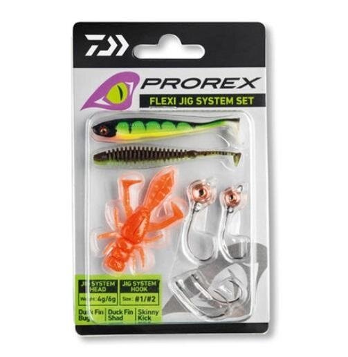 Daiwa Prorex Flexi Jig System 3 Gummiköder + Haken + Tungstenköpfe