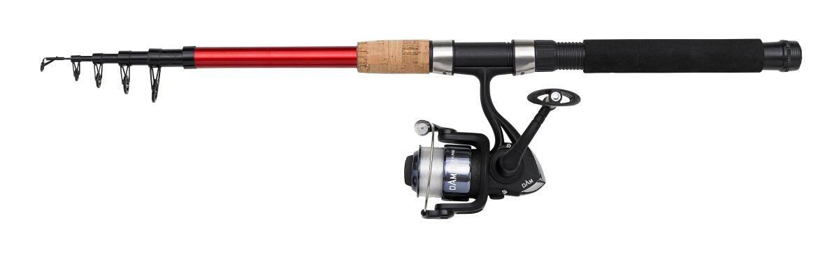 DAM Fighter Pro Telespin 1,80m 5–20g + Rolle + Schnur Telespinnrute Combo