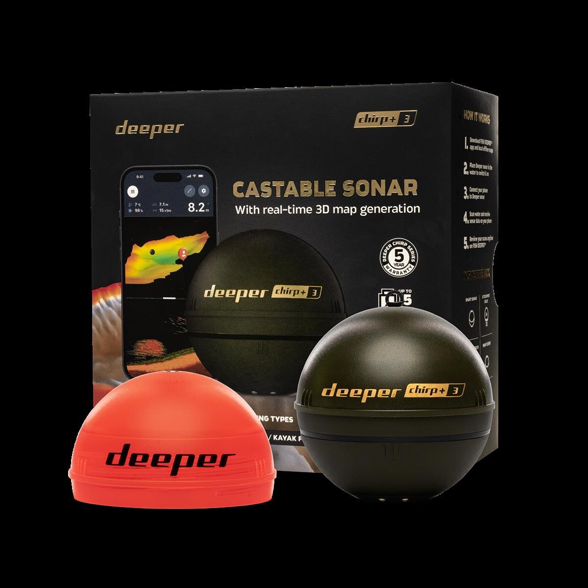 Deeper CHIRP+ 3  New Edition GPS Echolot Sonar für iPhone iOS + Android