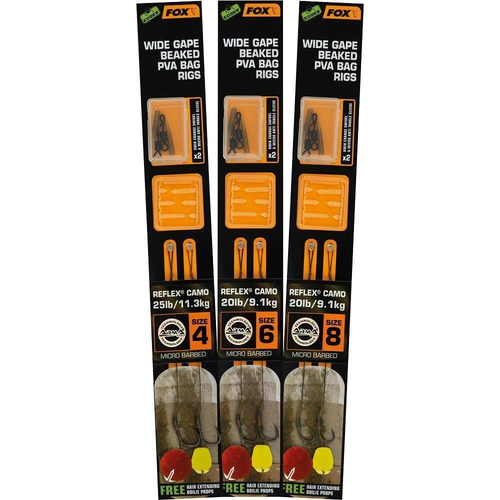 Fox Edges Wide Gape Beaked PVA Ready Rigs – 25lb Size 4