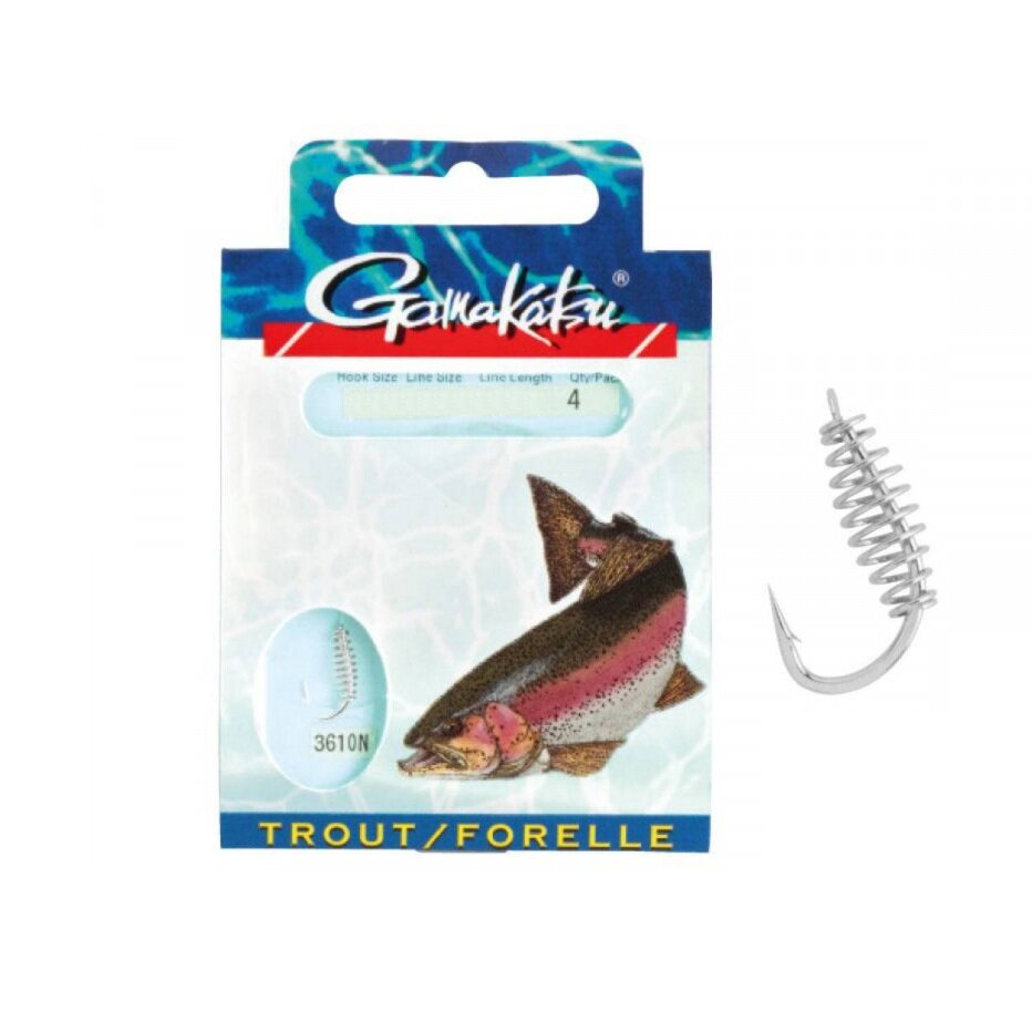 Gamakatsu Trout Spiral 100cm Gebundene Vorfachhaken 4 Stück Teighaken