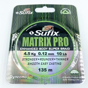 Sufix Matrix Pro 0,12mm / 4,50Kg – 135m schwarz Geflochtene Schnur