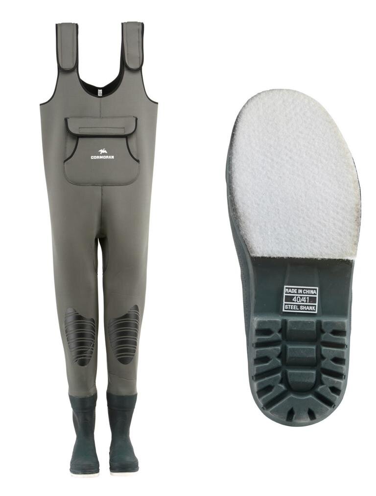 Cormoran Neopren Wathose mit Kautschukstiefeln Filzsohle & Gummisohle Angelhose