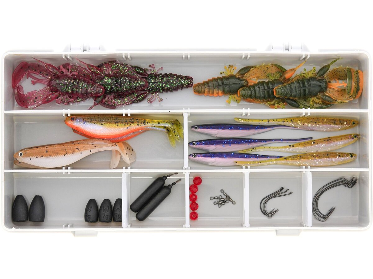 Westin PERCH BOX DROPSHOT + TEXAS & CAROLINA 45PCS Barsch Gummiköder Raubfischangeln Kunstköder Bundle